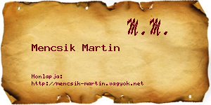 Mencsik Martin névjegykártya