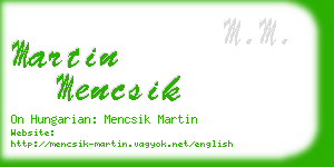 martin mencsik business card